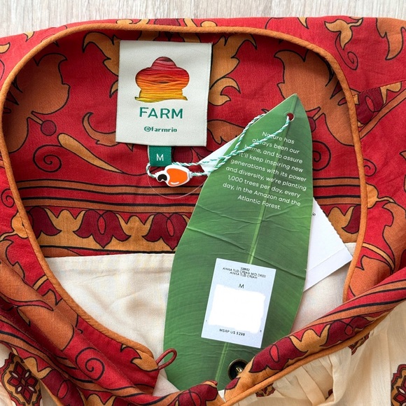 FARM Rio Ainika Tiles Belted Midi Dress, Cream/Red, NWT - Picture 15 of 15